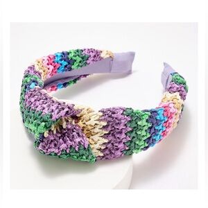 New Sealed Pretty Knit Colorful LOGO by Lori Goldstein Raffia Headband